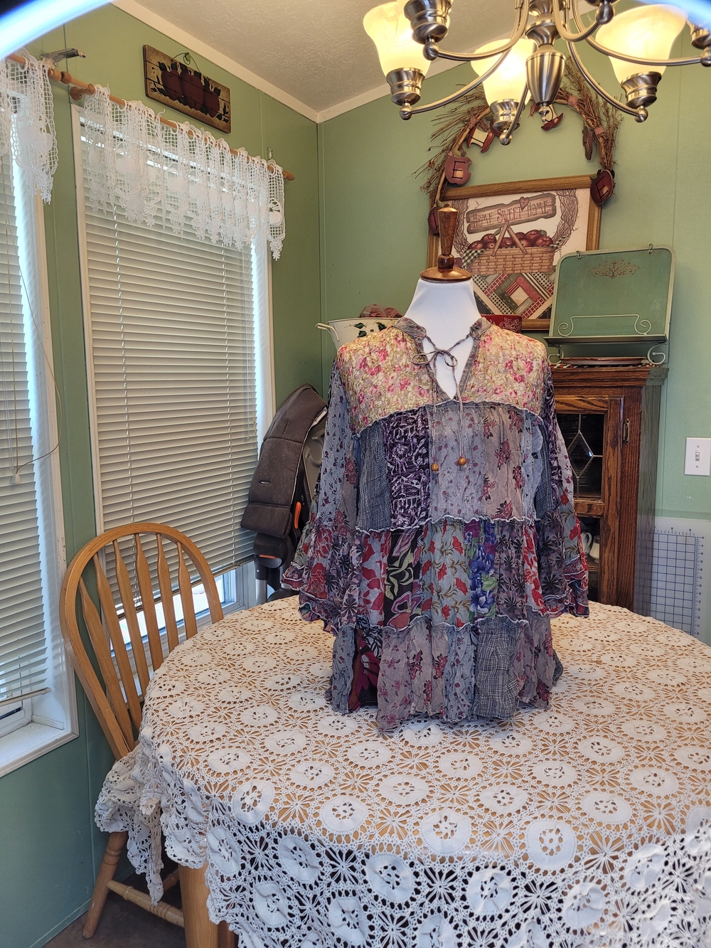 Young Thread Boho Patchwork Ruffle Tunic Top - Multicolor